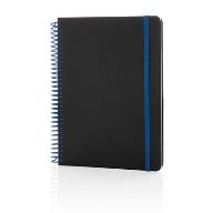 Блокнот на спирали Deluxe, A5, c синей застежкой